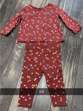 Joe Fresh Maroon Floral Two-Piece Pajama Set